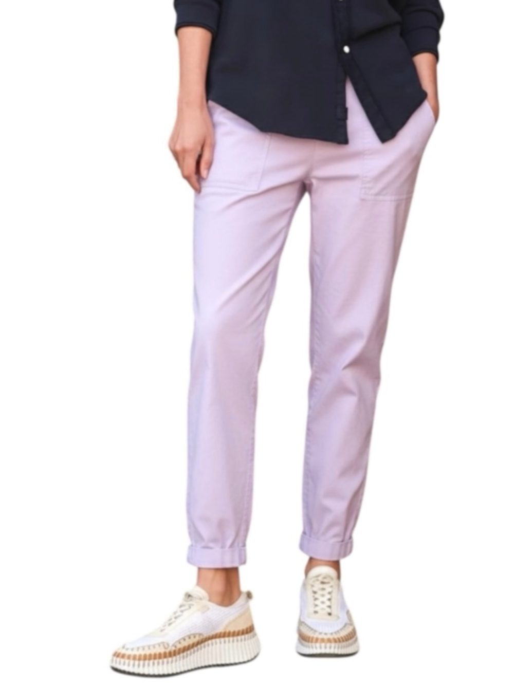 Frank & Eileen Jameson Utility Joggers Size 4 Lavender Linen Cotton Blend